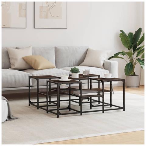 Tavolino Da Salotto Rovere Marrone 91x91x40cm Legno Multistrato - Foto 3