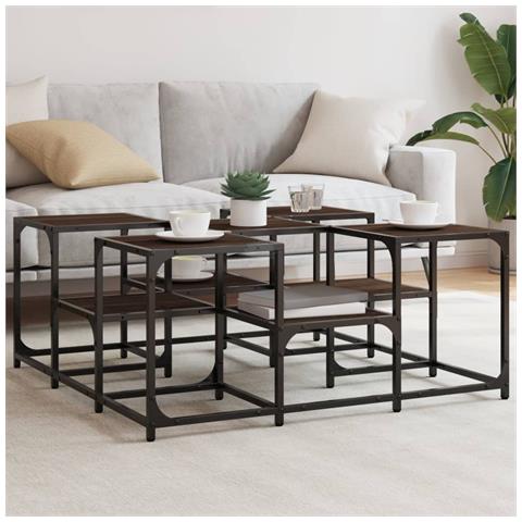 Tavolino Da Salotto Rovere Marrone 91x91x40cm Legno Multistrato - Foto 1