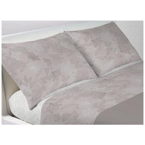 Completo Lenzuola Letto In 100% Cotone Made Italy Disegno Lily Matrimoniale Beige - Foto 1