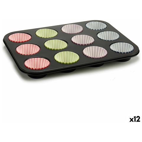 Teglia Per Muffin Multicolore Vassoio Da Forno (7 X 7 X 3 Cm) (35 X 3 X 26,5 Cm) (12 Unità) - Foto 1