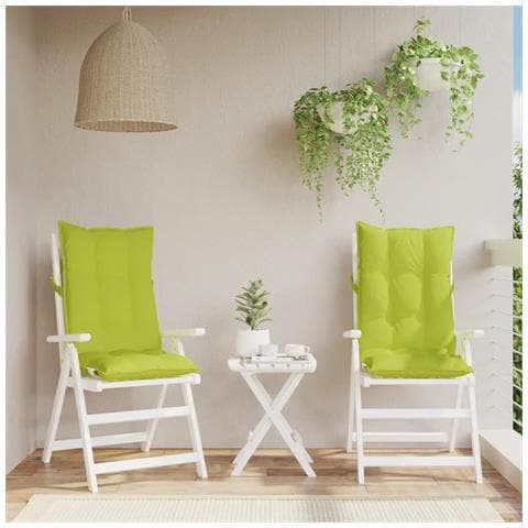 Cuscini Sedia Schienale Alto 2 Pz Verde Chiaro Tessuto Oxford - Foto 1