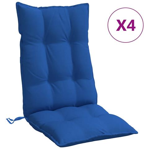 Cuscini Sedia Con Schienale Alto 4 Pz Blu Reale Tessuto Oxford - Foto 2
