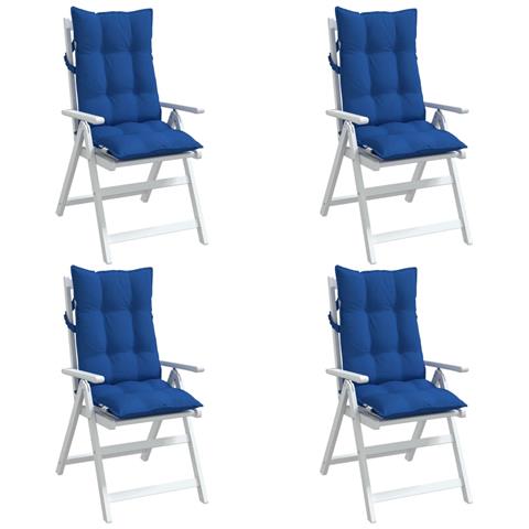 Cuscini Sedia Con Schienale Alto 4 Pz Blu Reale Tessuto Oxford - Foto 3