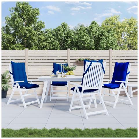 Cuscini Sedia Con Schienale Alto 4 Pz Blu Reale Tessuto Oxford - Foto 1