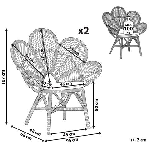 Set Di 2 Sedie Sedia Da Giardino Rattan Beige Florentine - Foto 2