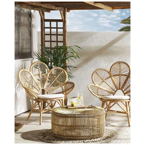 Set Di 2 Sedie Sedia Da Giardino Rattan Beige Florentine - Foto 1