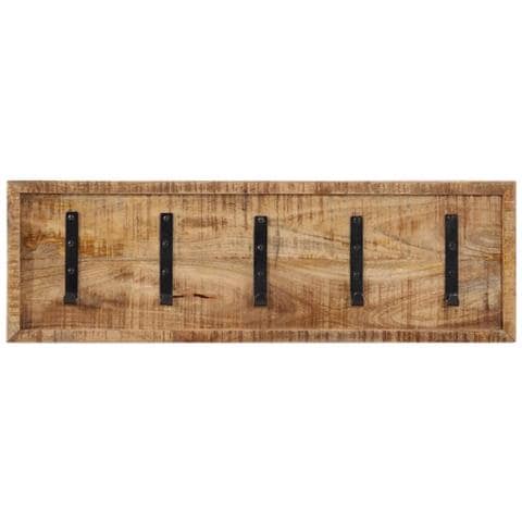 Appendiabiti Da Parete Con 5 Ganci In Legno Massello Di Mango - Foto 2