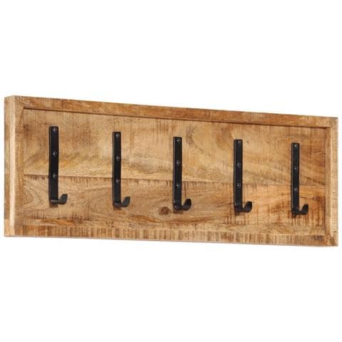 Appendiabiti Da Parete Con 5 Ganci In Legno Massello Di Mango - Foto 8