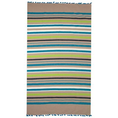 Telo Mare Fouta Per Spiaggia Fantasia Rigata Multicolore Leopard Pesci Fouta Kenya Turchese-lime - Foto 1