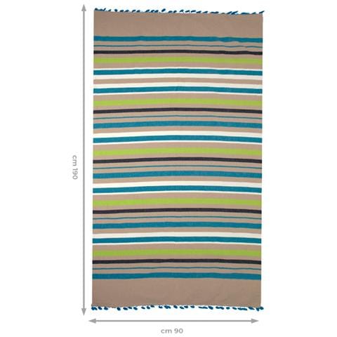 Telo Mare Fouta Per Spiaggia Fantasia Rigata Multicolore Leopard Pesci Fouta Kenya Turchese-lime - Foto 5