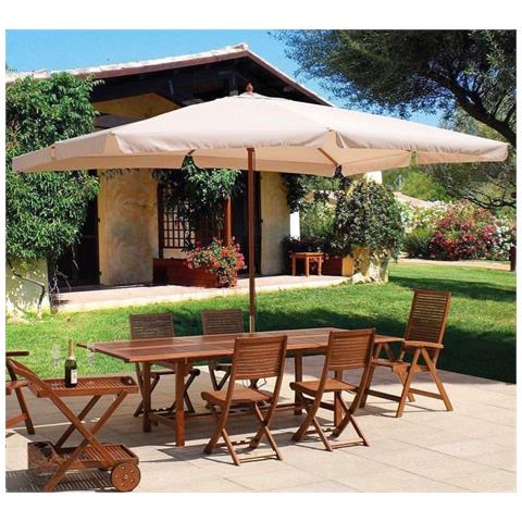 Ombrellone Da Giardino 3x3 Mt Con Palo In Legno E Telo Con Bordino 50 Mm Garden Deluxe Collection - Foto 2