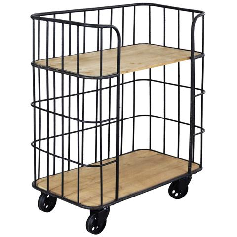 Mobile Scaffale In Legno E Metallo A 2 Ripiani Con Ruote Linea Classic - Foto 1