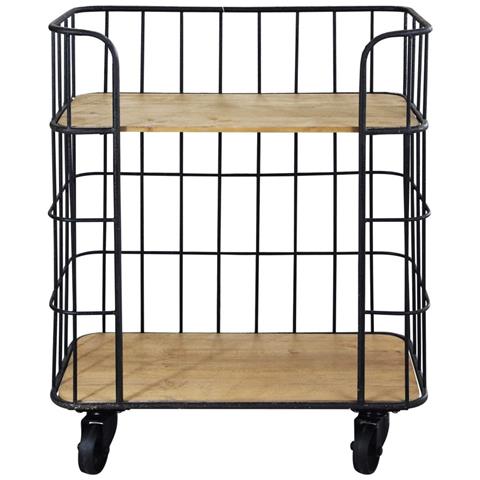 Mobile Scaffale In Legno E Metallo A 2 Ripiani Con Ruote Linea Classic - Foto 2