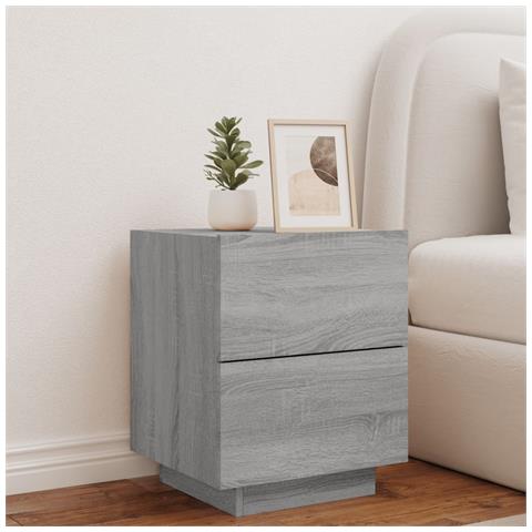 Comodino Con Luci Led Grigio Sonoma In Legno Multistrato - Foto 2