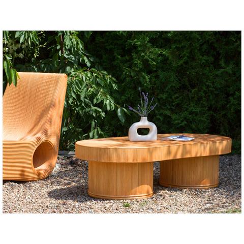 Tavolo Da Giardino Rattan Sintetico Legno Chiaro Coriano - Foto 1