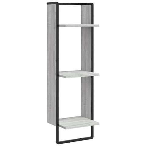 Scaffale Parete 3 Ripiani Grigio Sonoma 30x25x100cm Multistrato - Foto 1