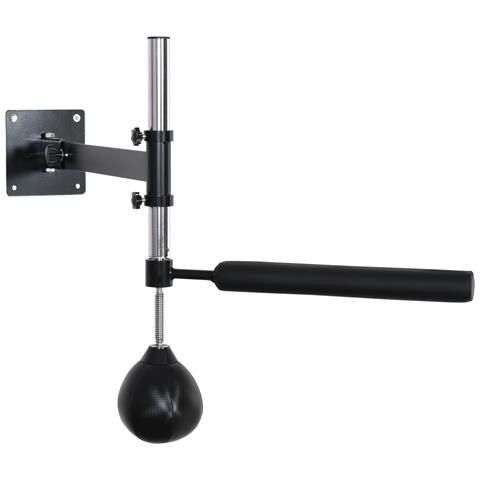 Speed Bag A Parete Per Boxe E Mma Ad Altezza Regolabile Con Asta, In Acciaio E Pu, 79x72x20 Cm, Nero - Foto 1