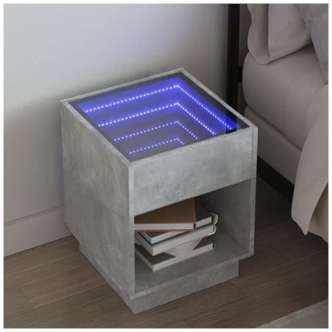 Comodino Con Led Infinity Grigio Cemento 40x40x50 Cm - Foto 1