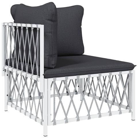 Set Salotto da Giardino 9 pz con Cuscini in Acciaio Bianco - Foto 2