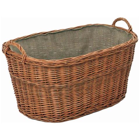 Cesta Contenitore Portalegna In Vimini Con Rivestimento Interno In Juta - Foto 1