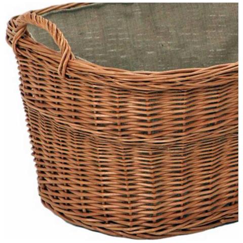 Cesta Contenitore Portalegna In Vimini Con Rivestimento Interno In Juta - Foto 2