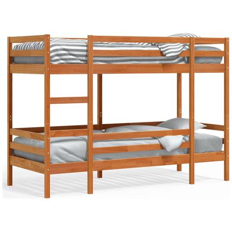 Letto A Castello Marrone Cera 75x190 Cm In Legno Di Pino - Foto 2