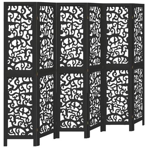 Divisorio Ambienti 6 Pannelli Nero Legno Massello Di Paulownia - Foto 2