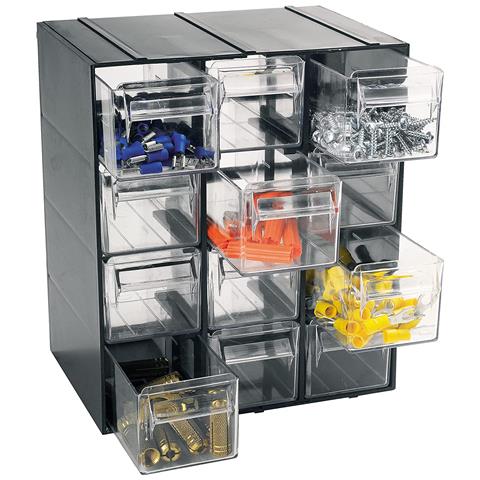 Cassettiera Organizer Porta Minuterie Impilabile Ad Incastro Con 12 Cassetti 19x15xh23 Cm - Foto 3