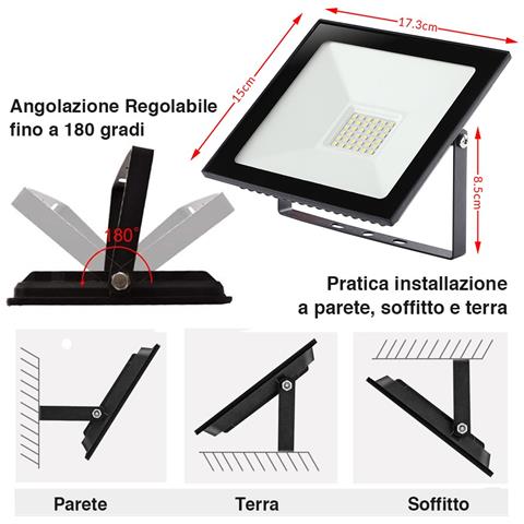 Set 2 Fari Led 30W Luce Alta Luminosita 3000lm Bianco Faro Faretti Esterno Slim - Foto 2