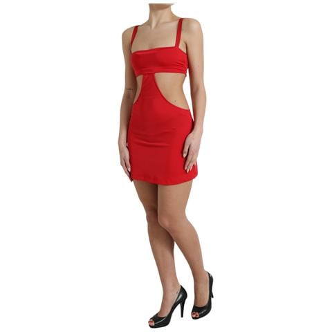 Mini Abito Senza Maniche In Tubino Di Nylon Rosso Ritagliato - It40-s - Foto 2