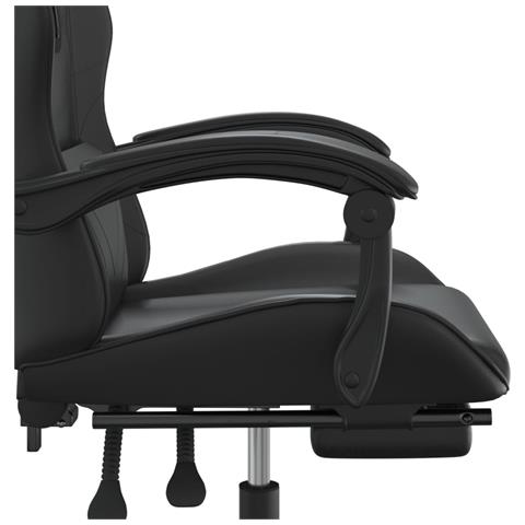 Sedia da Gaming Girevole Poggiapiedi Nero in Similpelle - Foto 2