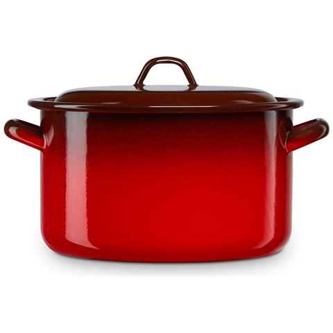 Briebe Ignea Pentola Induzione 24 Cm, Casseruola 6,2l Con Coperchio Acciaio Smaltato Vintage  Rosso - Foto 1