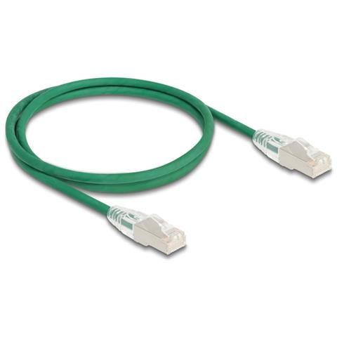 Cavo di rete RJ45 Cat. 6A maschio-maschio con chiusura curva U /FTP Slim da 1 m verde - Foto 1