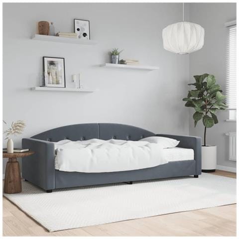 Divano Letto Con Materasso Grigio Scuro 90x190 Cm In Velluto - Foto 1