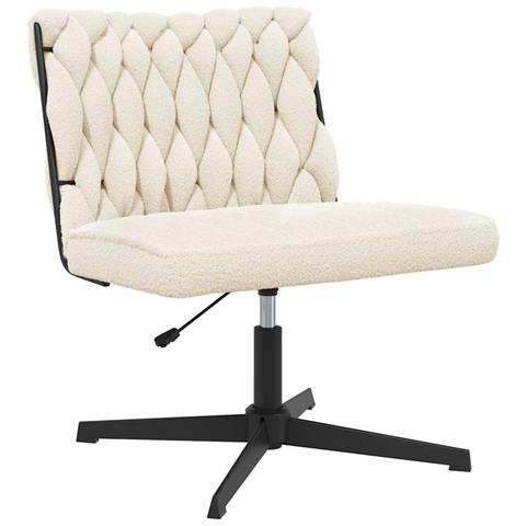 Sedia Da Ufficio Girevole In Tessuto Riccio Crema Effetto Lana - Foto 2