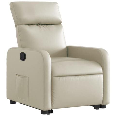 Poltrona Alzapersona Reclinabile Crema In Similpelle - Foto 3