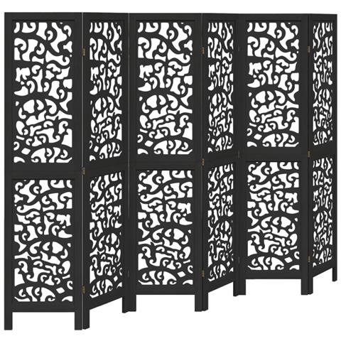 Divisorio Ambienti 6 Pannelli Nero Legno Massello Di Paulownia - Foto 2