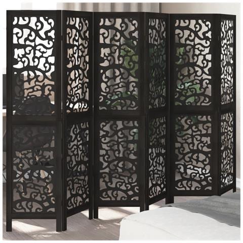 Divisorio Ambienti 6 Pannelli Nero Legno Massello Di Paulownia - Foto 1