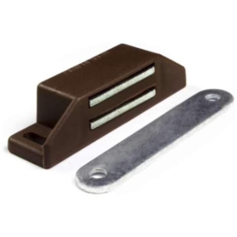 1 Pezzo - Chiusura Magnetica Da Applicare Per Armadietti - Forza 8kg - Con Riscontro E Viti - Colore Marrone - Foto 1