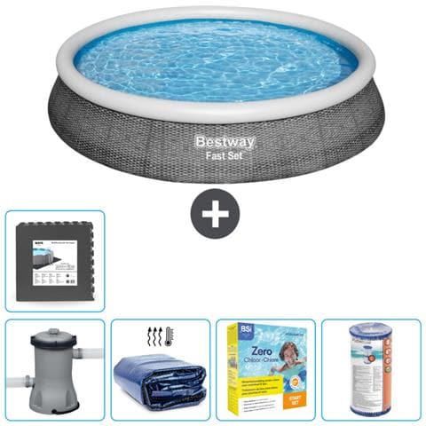 Piscina Fuori Terra - In Giro - 396x84 Cm - Grigio - Include Accessori Coordinati Cb18 - Foto 1