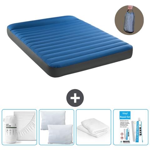 Set Materassino Gonfiabile - 203x152x22 Cm - Blu - Include Accessori Coordinati Cb15 - Foto 1