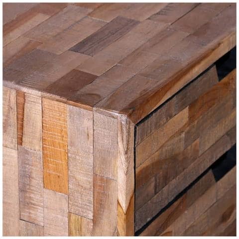 Comodino Con 2 Cassetti In Legno Di Recupero Di Teak - Foto 8