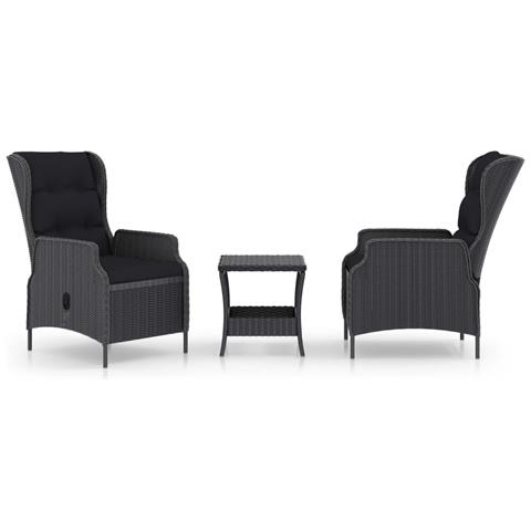 Lusso Casadino -  Set Divani Da Giardino 3 Pz Con Cuscini Polyrattan Grigio Scuro - Foto 1