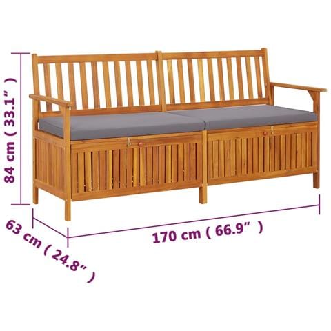 Cassapanca Con Cuscino 170 Cm In Legno Massello Di Acacia - Foto 8