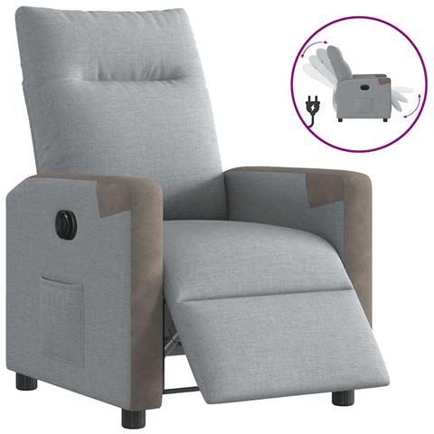 Poltrona Elettrica Reclinabile Grigio Chiaro in Tessuto - Foto 1