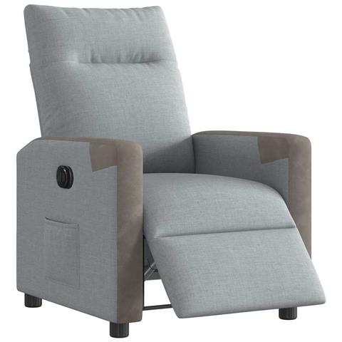 Poltrona Elettrica Reclinabile Grigio Chiaro in Tessuto - Foto 2