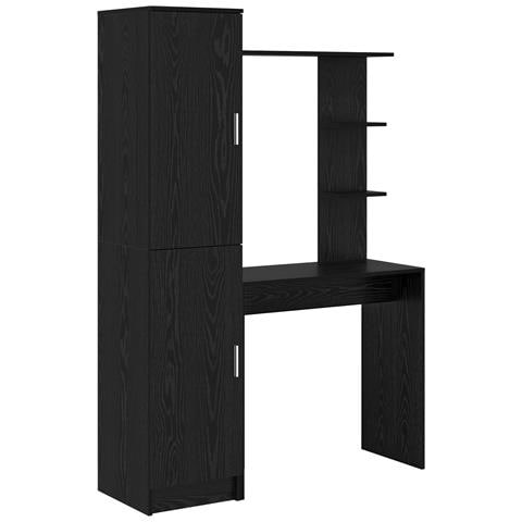 Scrivania con spazio di archiviazione rovere nero legno ingegnerizzato - Foto 1
