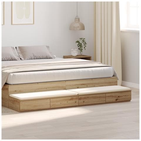 Cassetti per letto Rovere artigianale 180x36,5x16,5 cm in legno ingegnerizzato - Foto 2