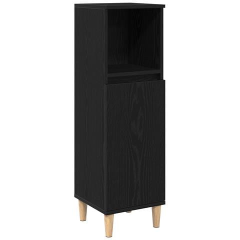 Armadio da bagno Nero Rovere 30x30x100 cm Legno ingegnerizzato - Foto 1