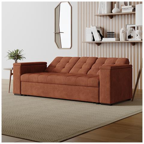 Noho Divano Letto A 3 Posti In Velluto A Coste Terracotta - Foto 2